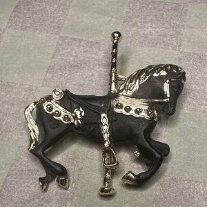 Black and Gold Carousel Horse Brooch